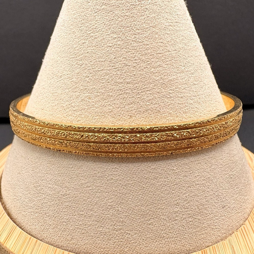 Vintage Monet Textured Gold‎ Tone Stripe Classic Bangle Bracelet 7.75"